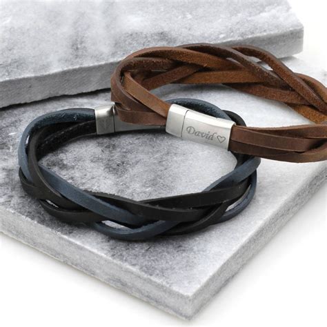 plaited leather bracelets for men